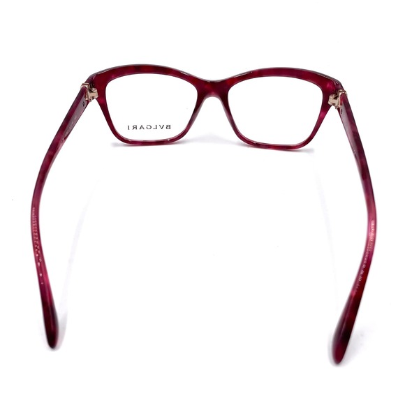 Bvlgari Cat Eye Eyeglasses Cherry Marble 4080-B Acetate‎ Full Rim Frames Women\'s